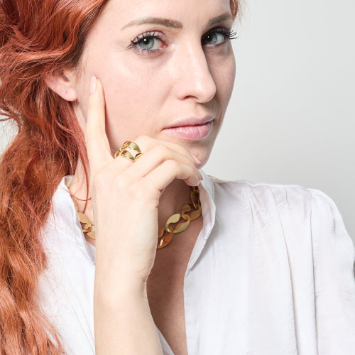 UNOAERRE | Anello maglia marina dorata