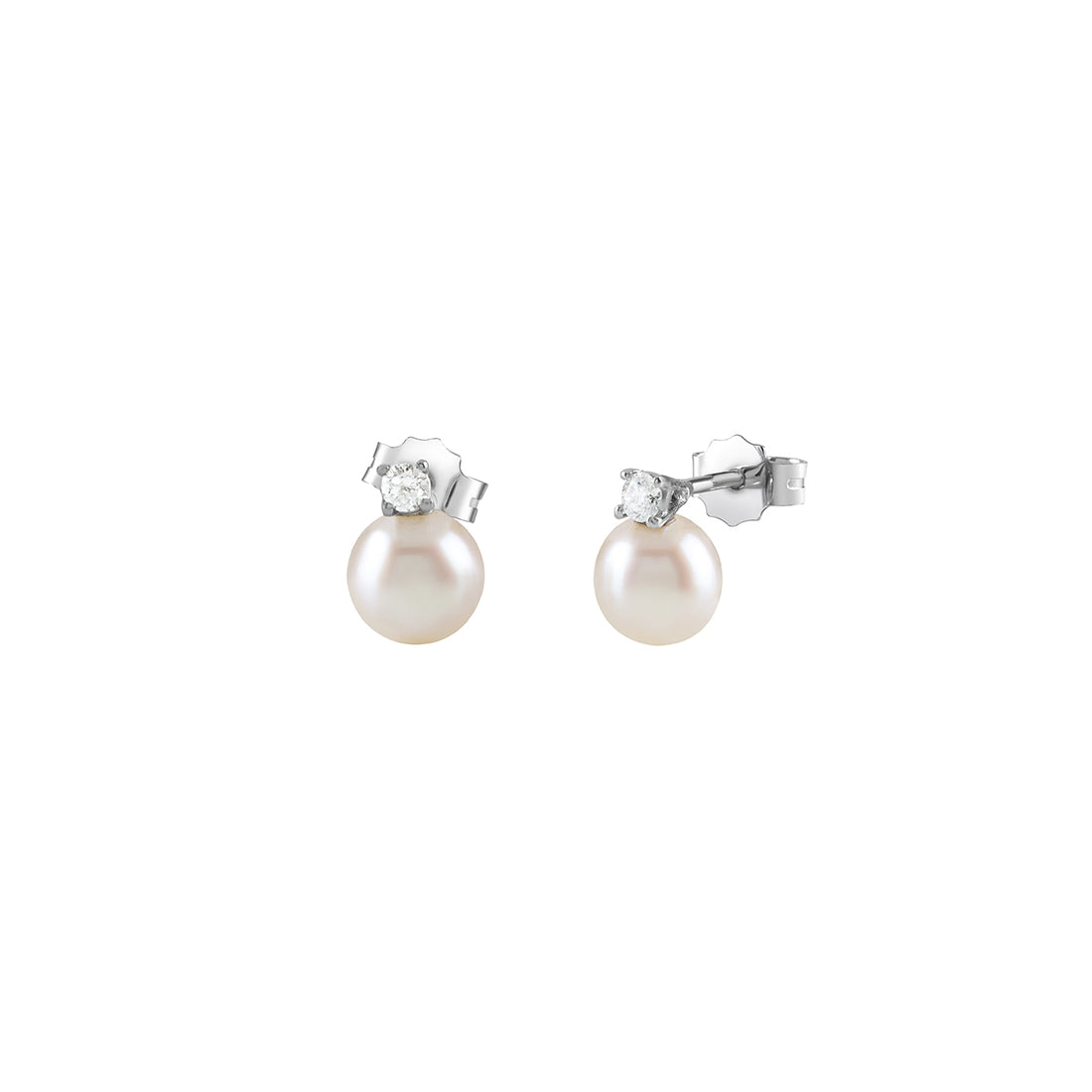 Bliss Gioielli | Orecchini in oro bianco con diamanti e perle Paradise