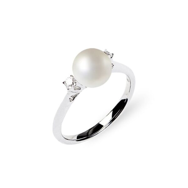 DonnaOro Luce | Anello in oro bianco con perla e diamanti DHAP7379