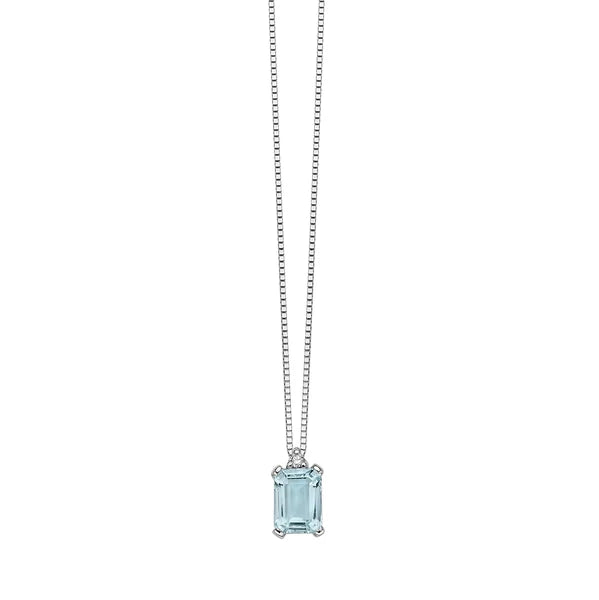DonnaOro Luce | Pendente in oro bianco con acquamarina taglio smeraldo e diamanti DHPA7181.002