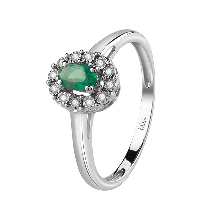 Bliss Gioielli  | Anello in oro bianco con smeraldo e diamanti