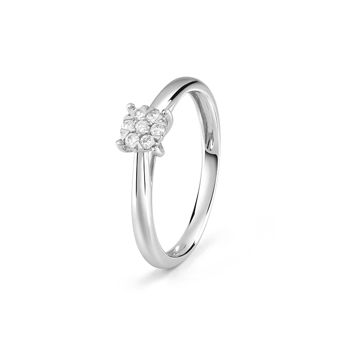 Bliss Gioielli  | Anello Solitario Caresse in oro bianco 18 kt e diamanti