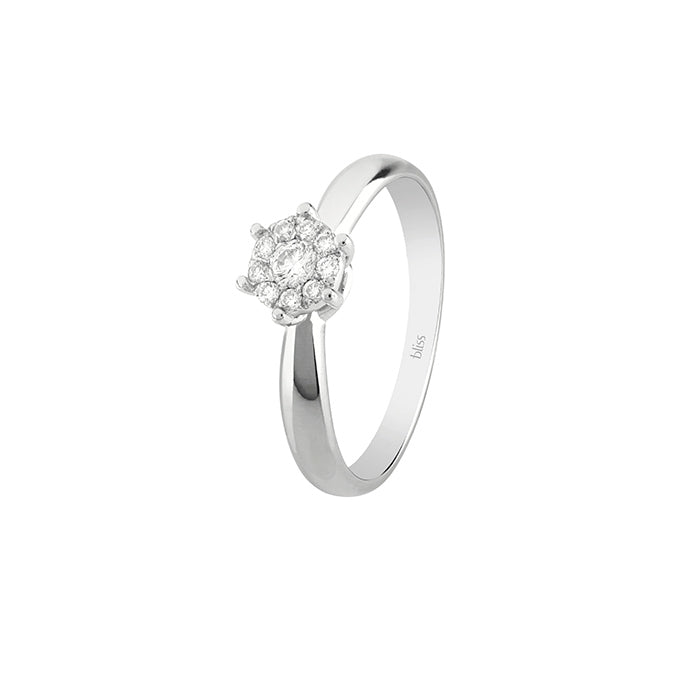 Bliss Gioielli | Anello solitario Caresse in oro bianco 18 kt e diamanti