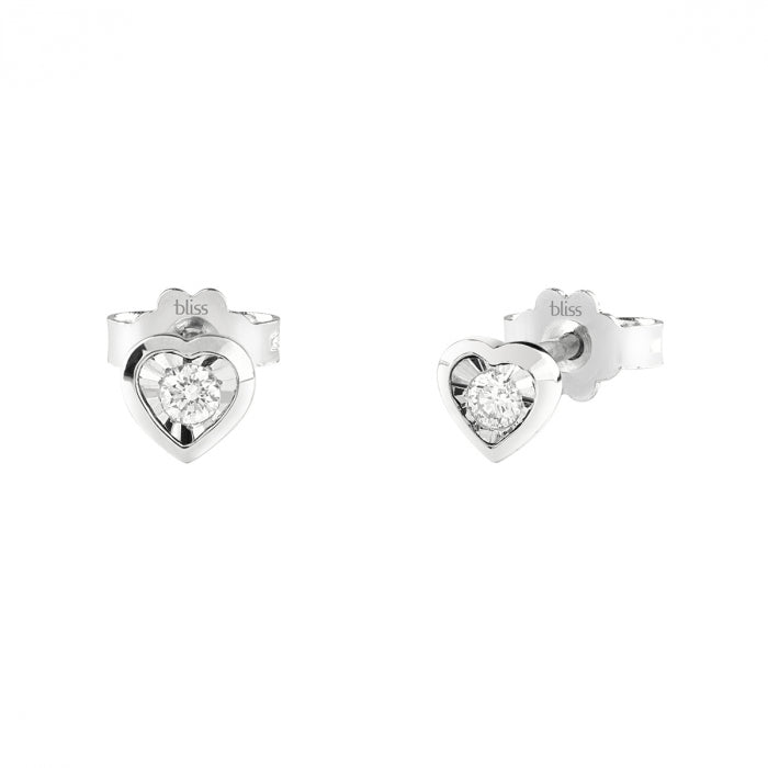 Bliss Gioielli | Orecchini cuore in oro bianco e diamanti