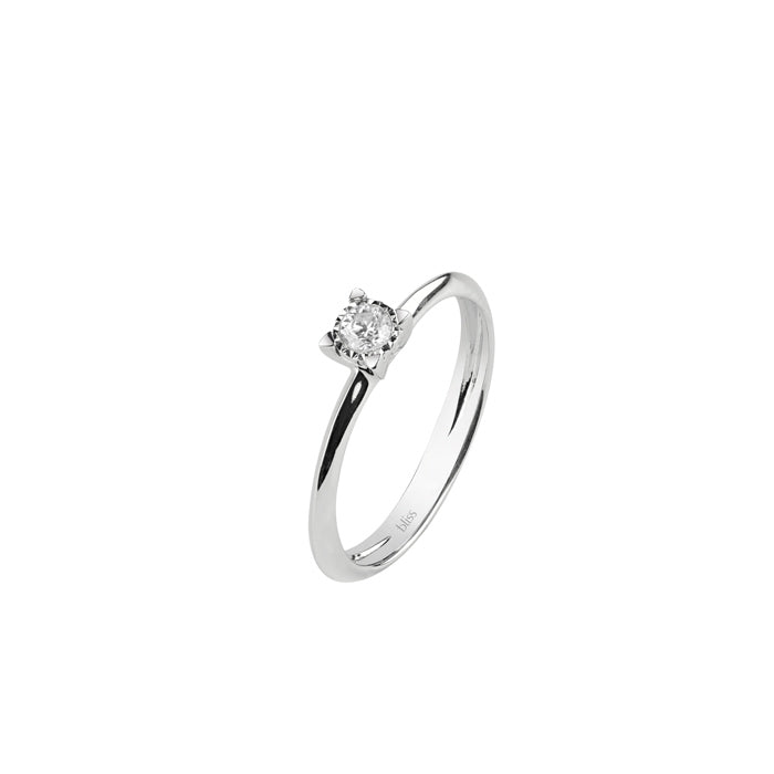 Bliss Gioielli  | Anello solitario Lumina in oro bianco e diamante