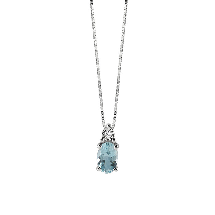 Bliss Gioielli | Collier oro bianco brillante e acquamarina