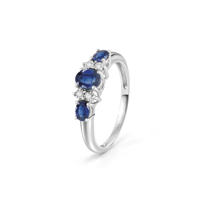 Bliss Gioielli  | Anello in oro bianco con zaffiri e diamanti